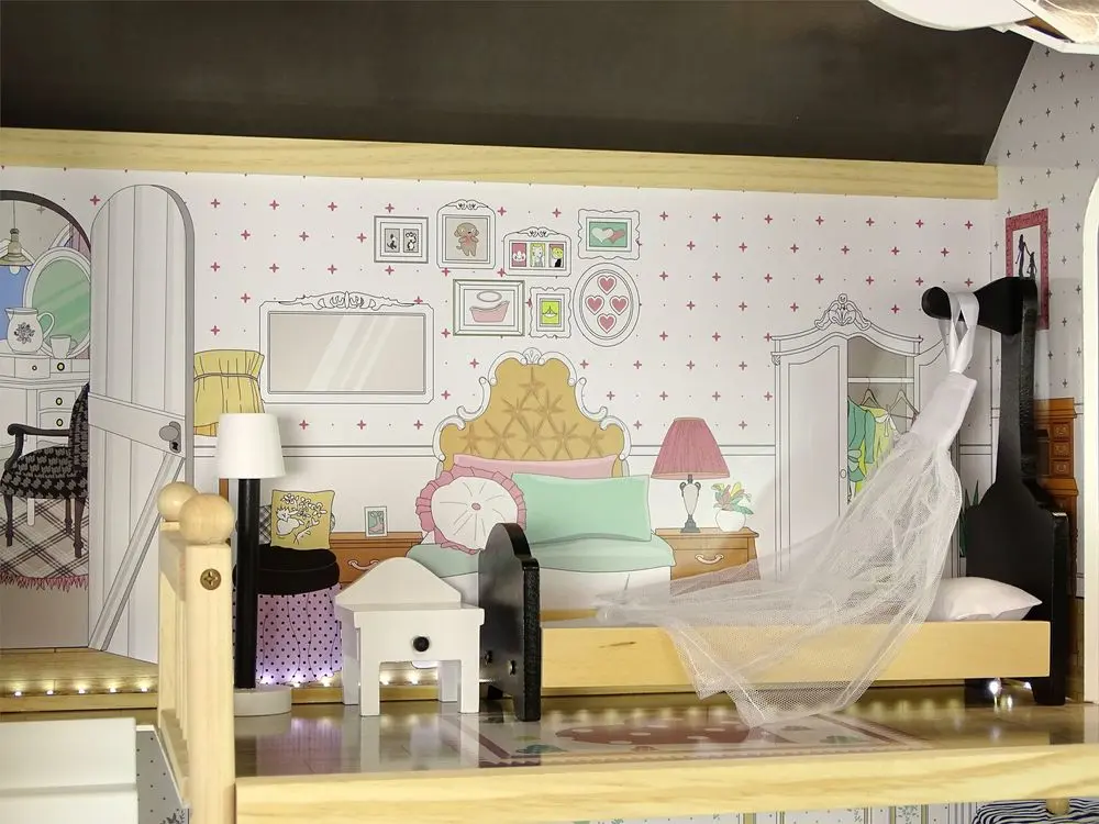 Кукольный домик LeanToys Villa Wioletta (White/Wood) - 6