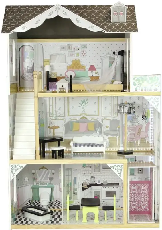 Кукольный домик LeanToys Villa Wioletta (White/Wood)