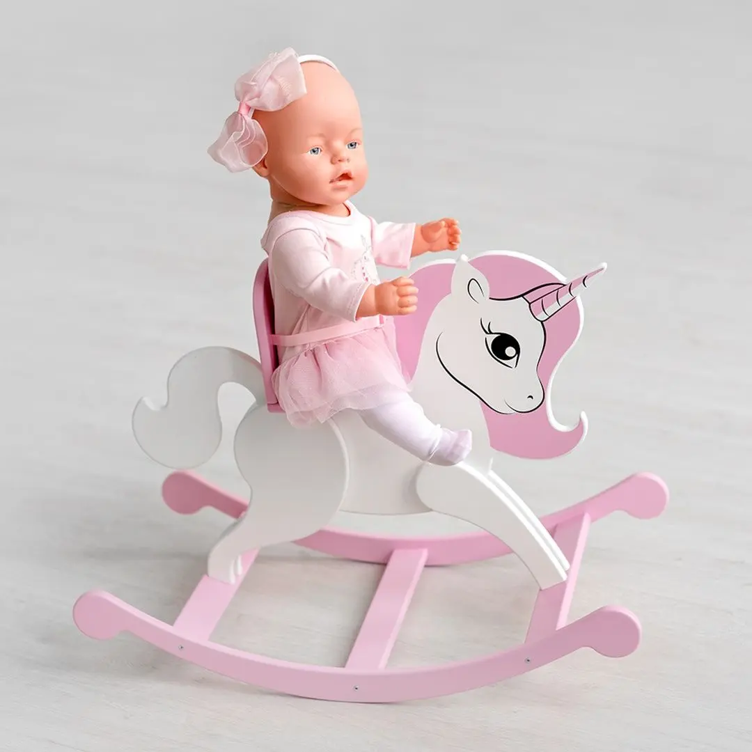 Jucarie-balansoar pentru papusi Манюня Shining Crown Unicorn 71120 (Whie/Pink)