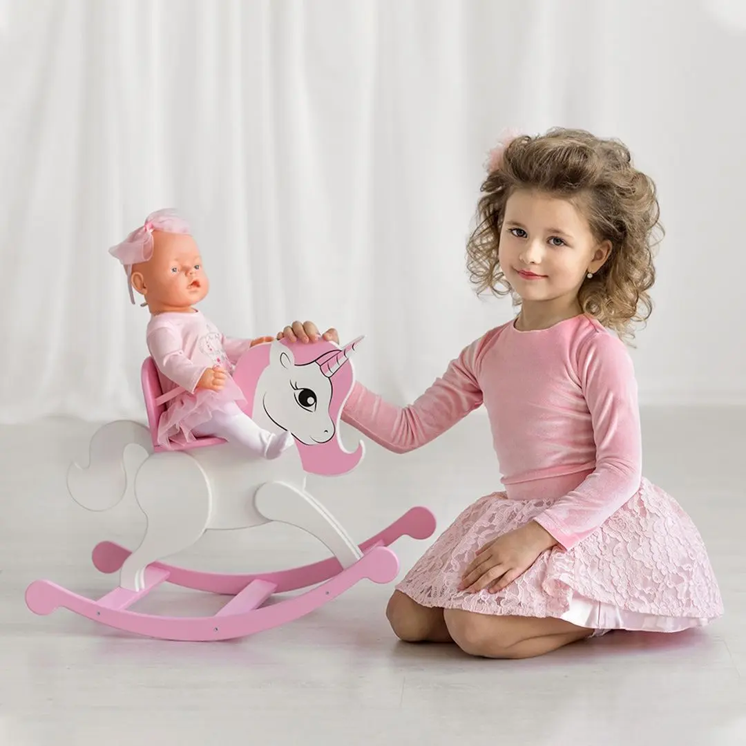 Jucarie-balansoar pentru papusi Манюня Shining Crown Unicorn 71120 (Whie/Pink)