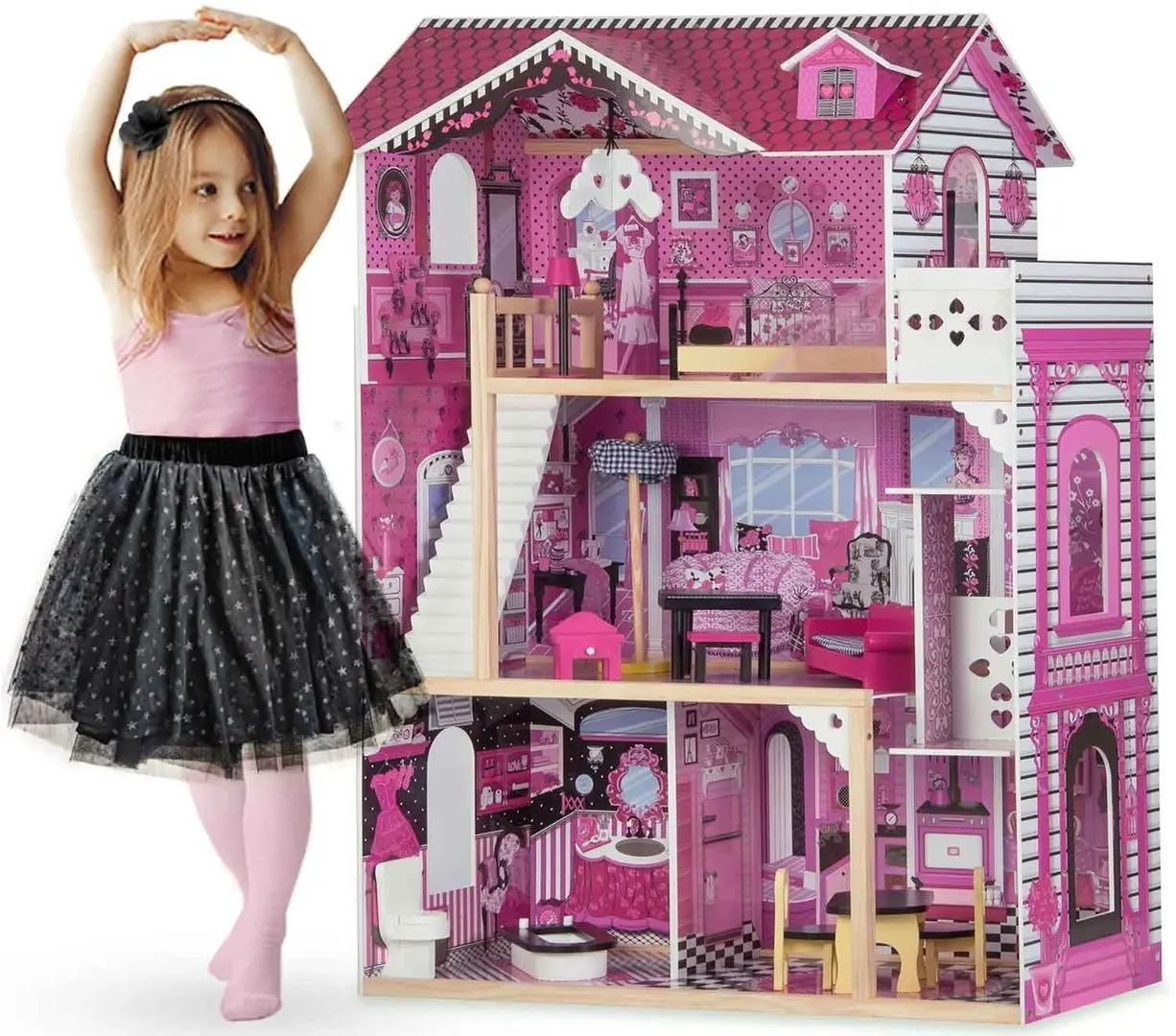 Кукольный домик Ricokids 7806-7753 (Pink/White)