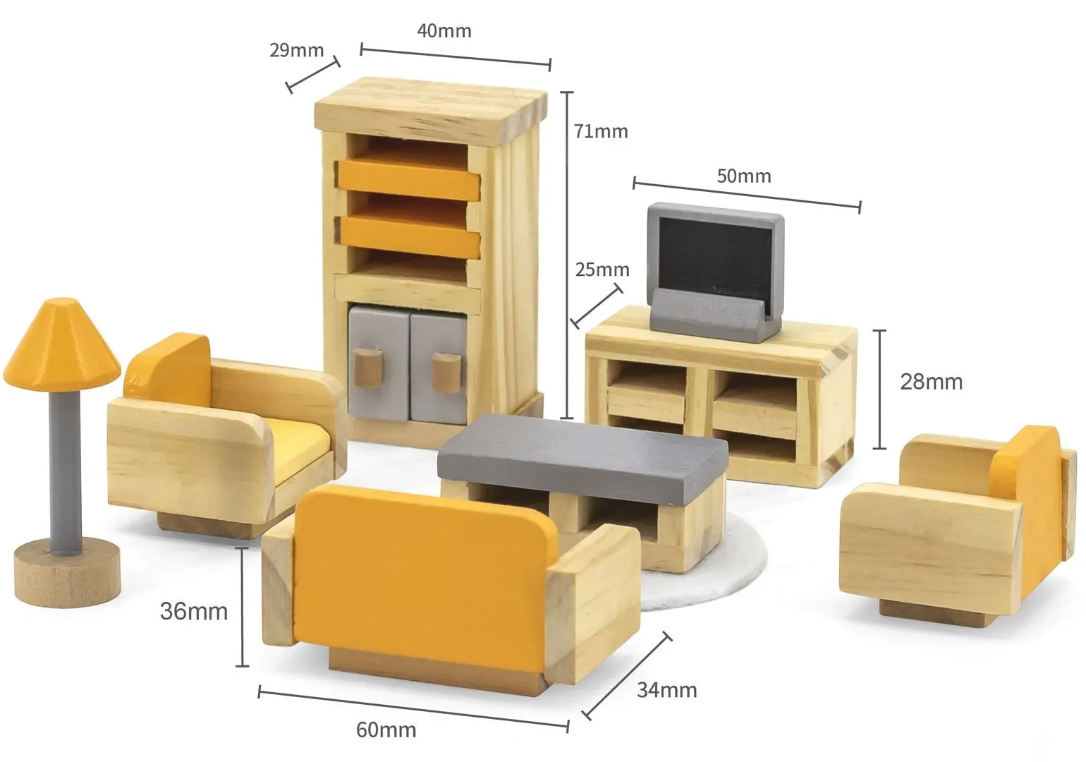 Игровой набор Viga Toys Sitting Room 44037 (Yellow/Gray/Wood) - 3