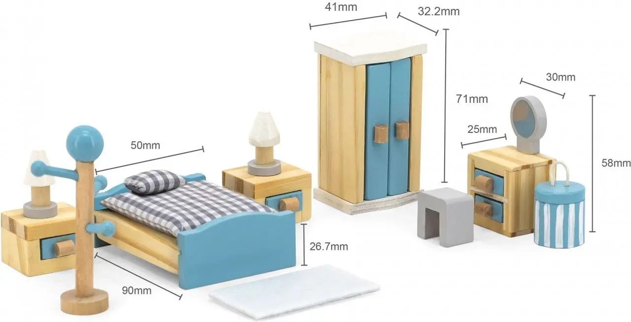 Мебель для кукольного домика Viga Toys PolarB 44035 (Wood/Blue) - 3