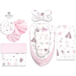 Кокон-гнездышко 4в1 MimiNu Baby Shower + матрасик + одеяло + подушка (Pink)