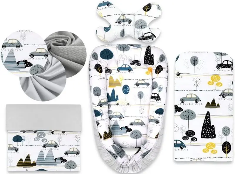 Кокон-гнездышко 4в1 MimiNu Childrens Journey + матрасик + одеяло + подушка (Grey)