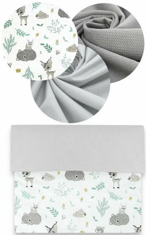 Кокон-гнездышко 4в1 MimiNu Forest Friends + матрасик + одеяло + подушка (Grey/Mint) - 2