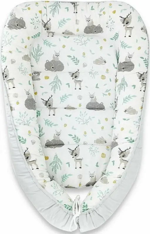 Кокон-гнездышко 4в1 MimiNu Forest Friends + матрасик + одеяло + подушка (Grey/Mint) - 4