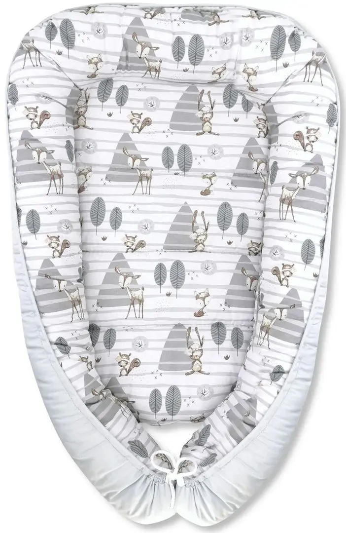 Кокон-гнездышко 4в1 MimiNu Forest + матрасик + одеяло + подушка (Grey) - 2