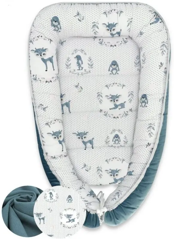 Кокон-гнездышко MimiNu Baby Cocoon Velvet Deer (Dark Mint) - 2