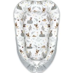 Кокон-гнездышко MimiNu Baby Cocoon Velvet Forest Friends (Grey/Beige)