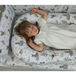 Кокон-гнездышко MimiNu Baby Nest Velvet Forest Friends (Grey/Beige) Thumb