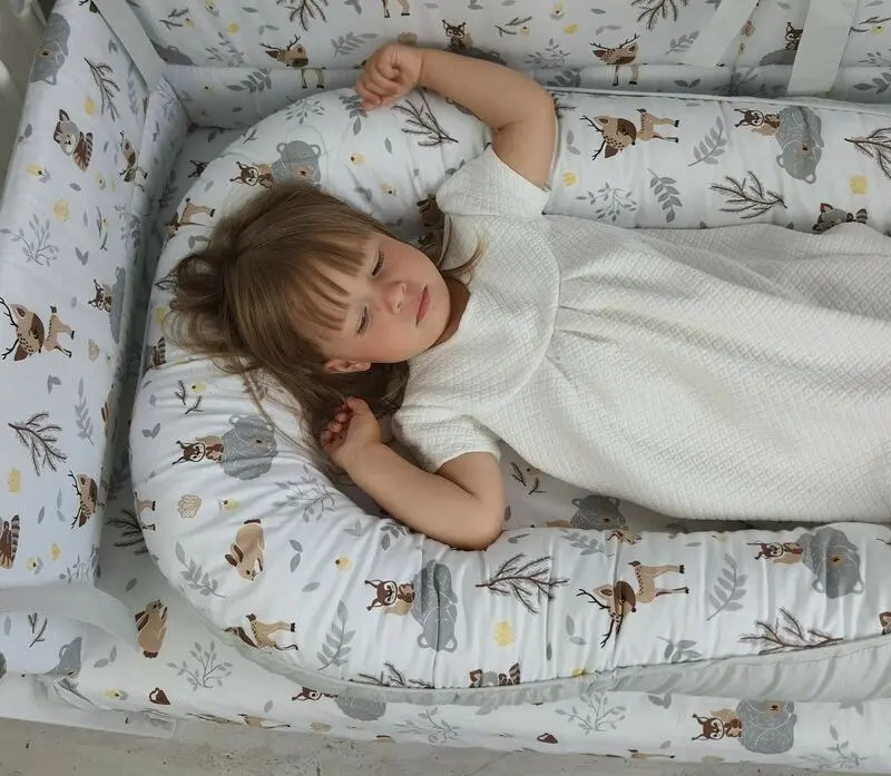 Кокон-гнездышко MimiNu Baby Nest Velvet Forest Friends (Grey/Beige) - 2