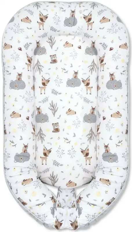 Кокон-гнездышко MimiNu Baby Nest Velvet Forest Friends (Grey/Beige)