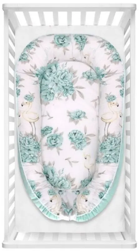 Кокон-гнездышко MimiNu Velvet Peonie (Mint) - 2