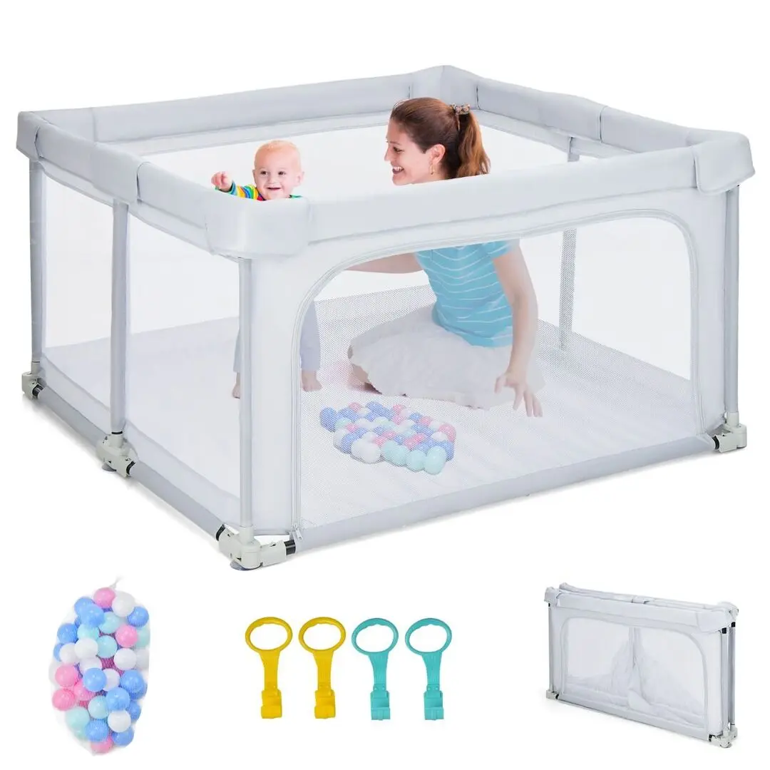 Манеж Costway UY10032 (Light Grey) - 7