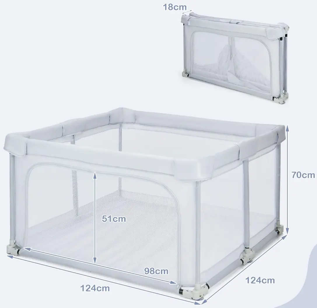 Манеж Costway UY10032 (Light Grey) - 2