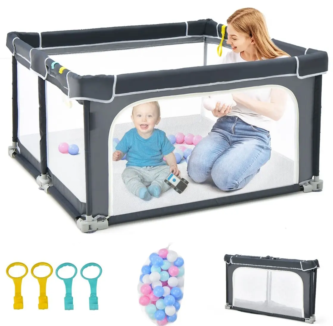 Манеж Costway UY10032SH (Dark Grey) - 2
