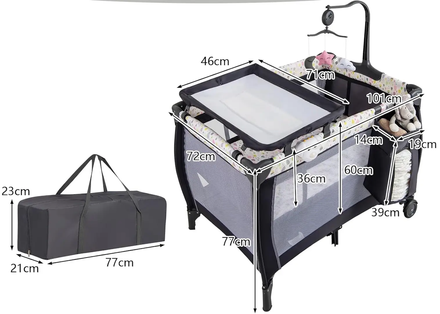 Manej-patuc 3in1 Costway BE10048DE-CL (Grey)