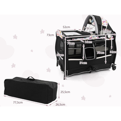 Манеж-кровать 4в1 Costway BE10055CL (Black/Multicolor) Thumb