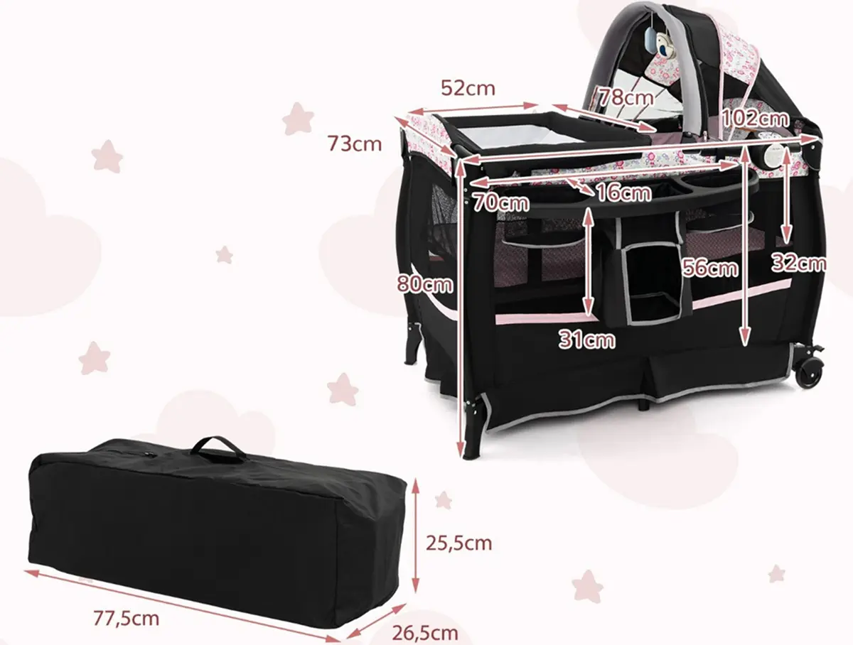 Manej-patuc 4in1 Costway BE10055HF (Black/Multicolor)