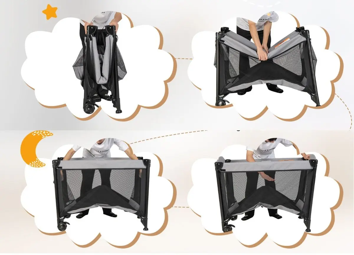 Манеж-кровать 5в1 Costway BC10071DK (Black/Grey) - 2