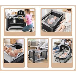 Манеж-кровать 5в1 Costway BC10071DK (Black/Grey) Thumb