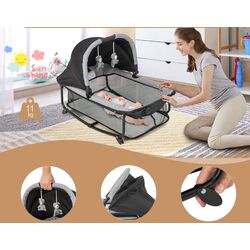 Манеж-кровать 5в1 Costway BC10071DK (Black/Grey) Thumb