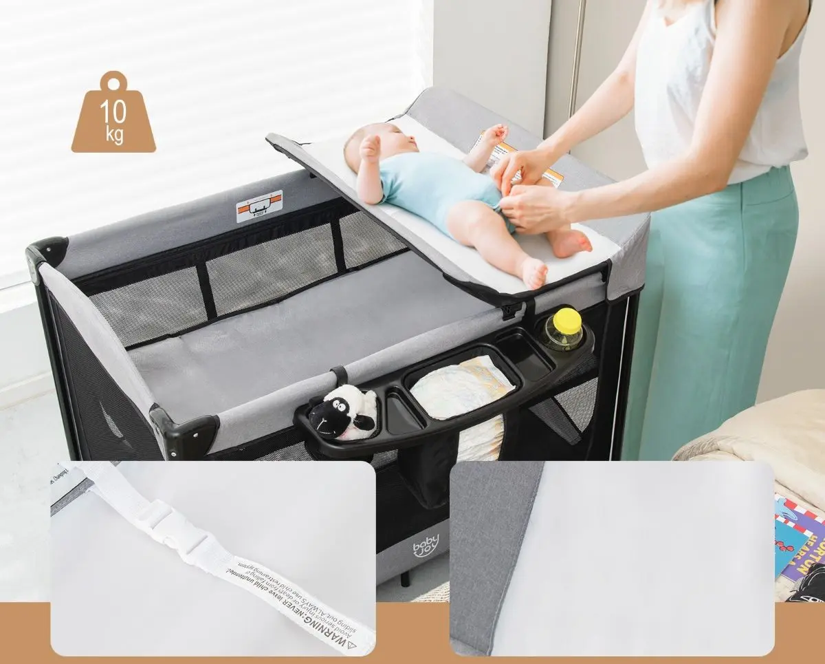 Манеж-кровать 5в1 Costway BC10071DK (Black/Grey) - 6