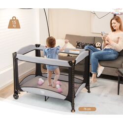 Манеж-кровать 5в1 Costway BC10071DK (Black/Grey) Thumb