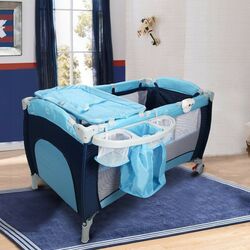 Манеж-кровать Costway BB0440BL (Blue) Thumb