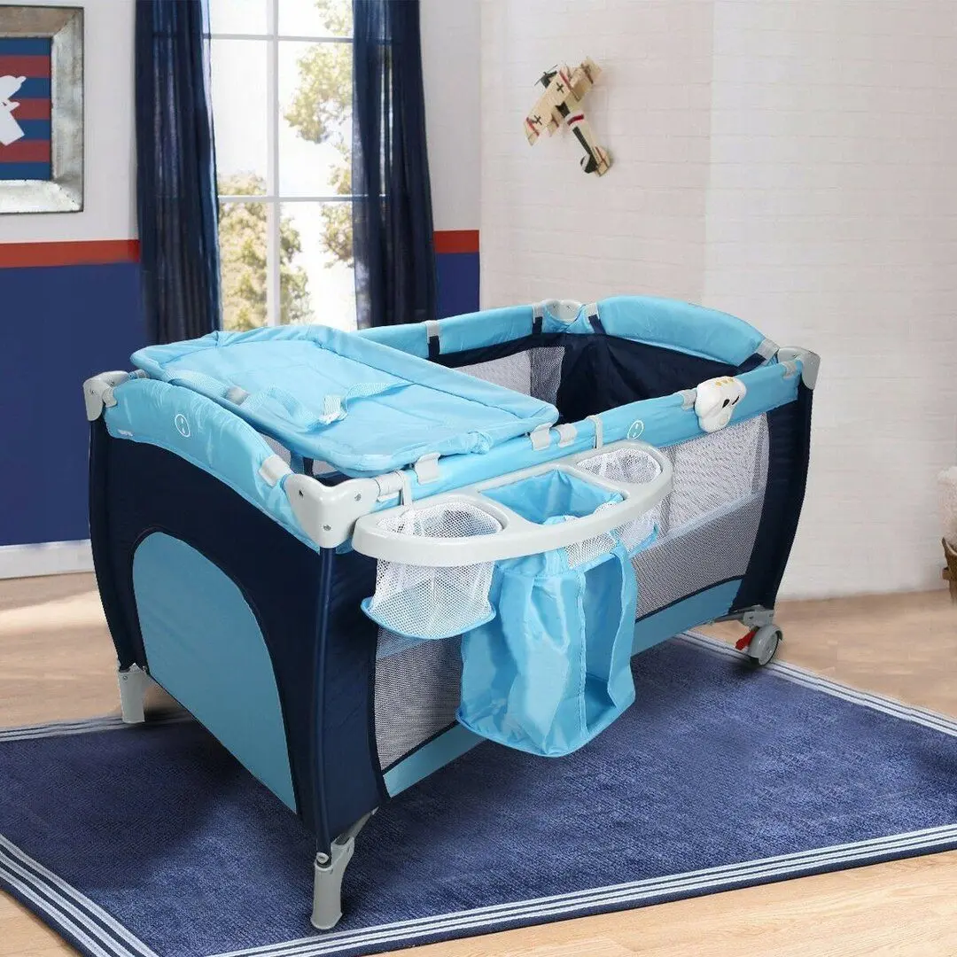 Манеж-кровать Costway BB0440BL (Blue) - 5