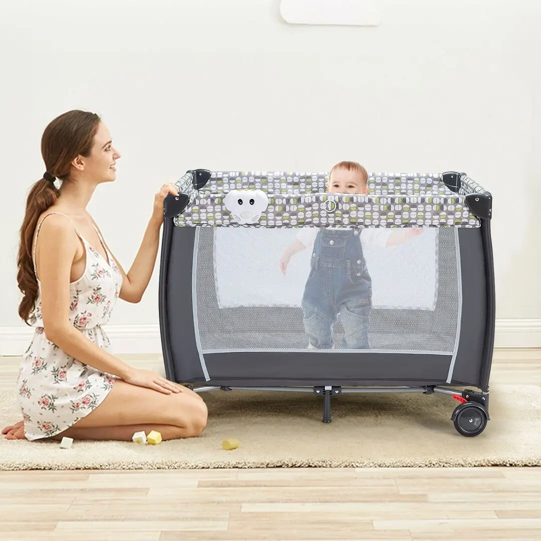 Манеж-кровать Costway BC10104 (Grey)