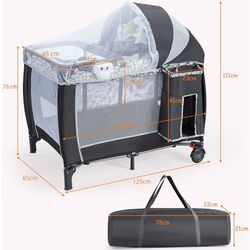 Манеж-кровать Costway BC10104 (Grey) Thumb