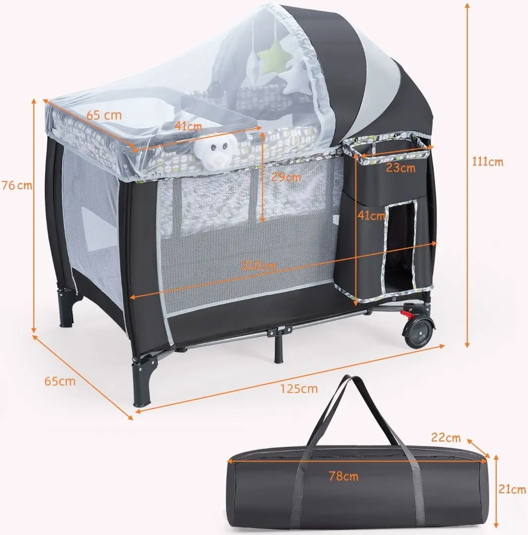 Манеж-кровать Costway BC10104 (Grey)