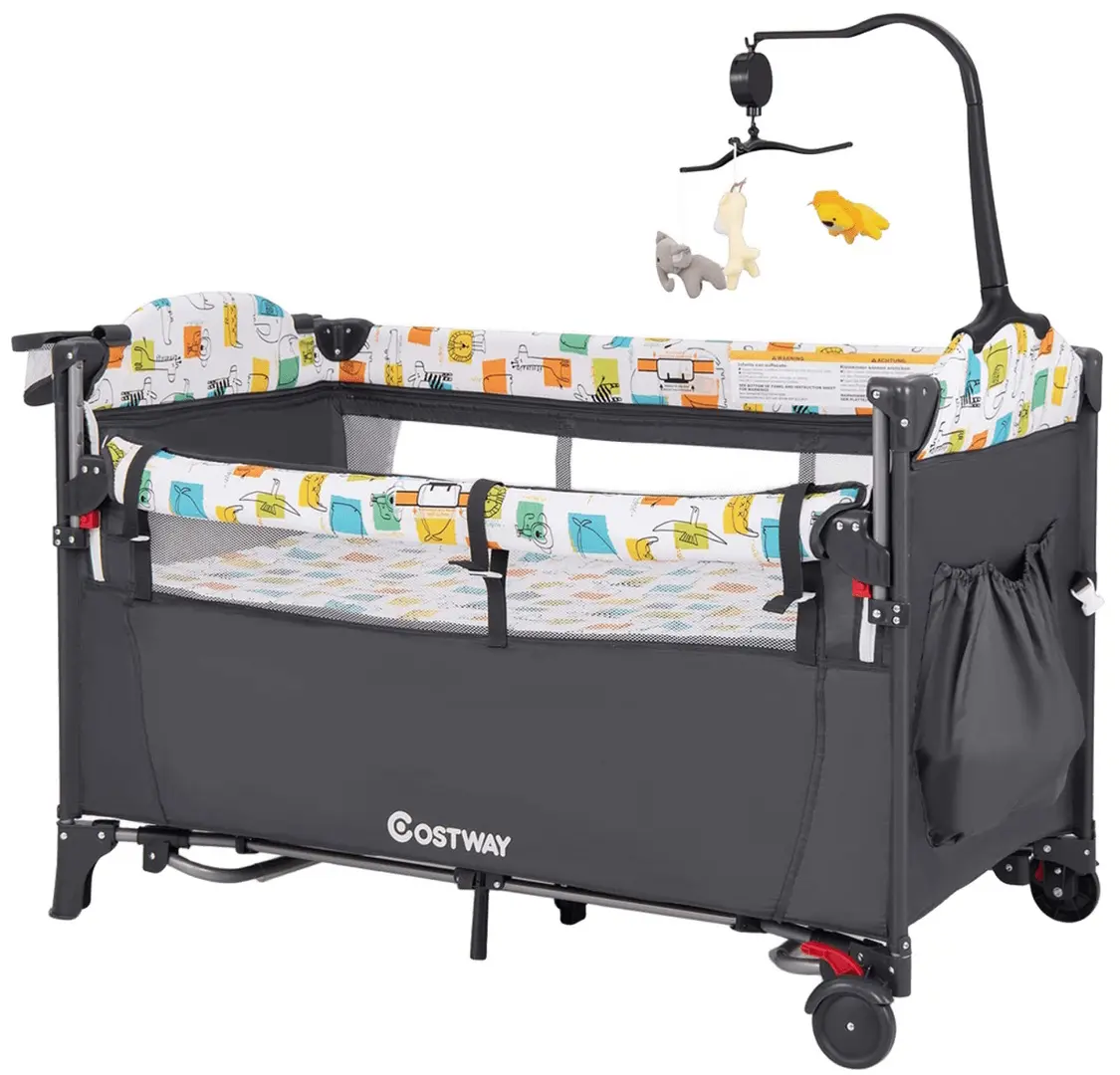 Манеж-кровать Costway BC10227DE-GR (Grey)