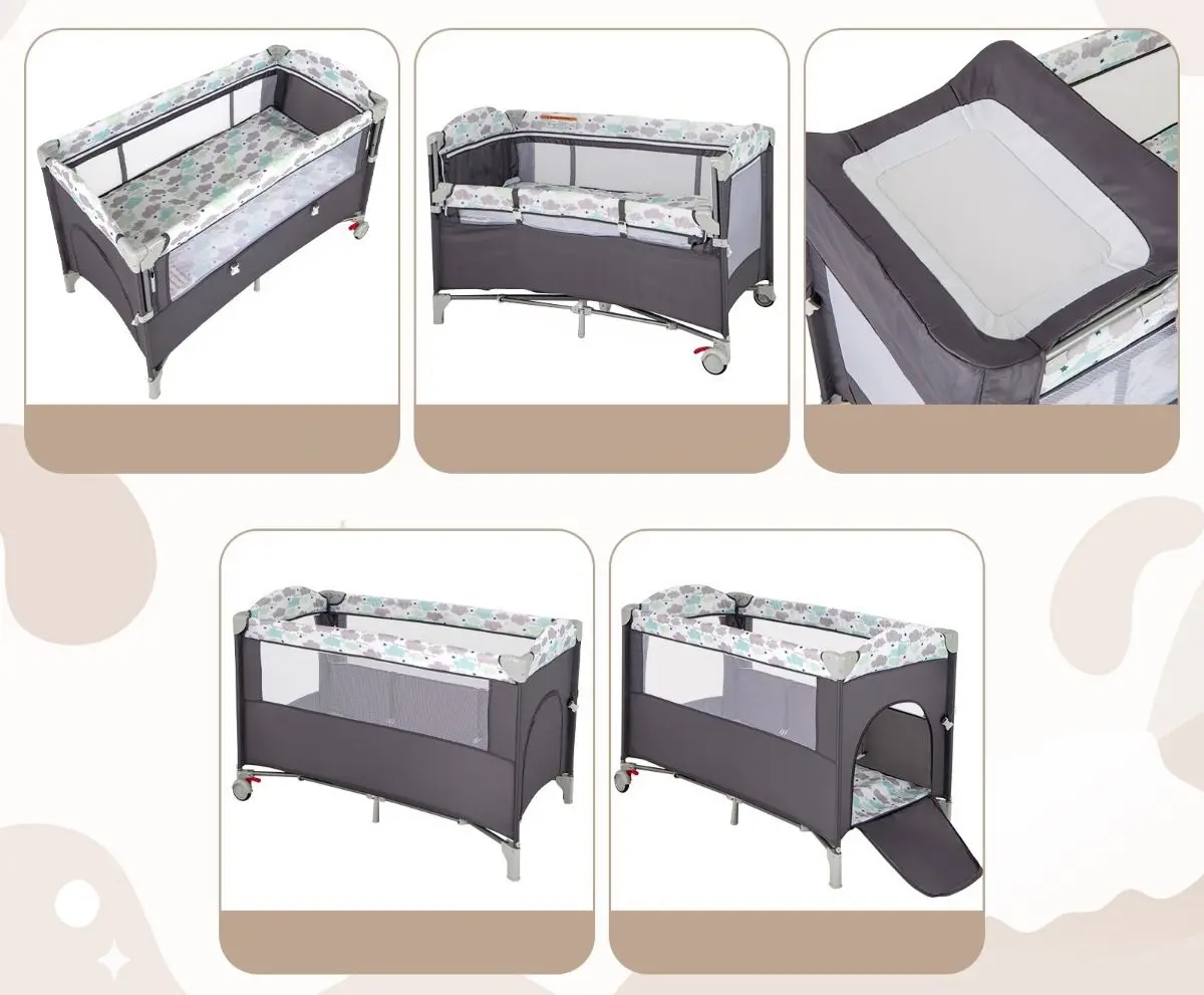 Манеж-кровать Costway BE10041GR (Grey)