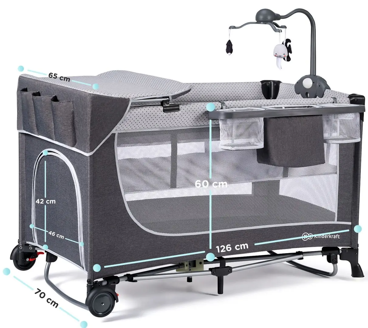 Manej-patuc cu accesorii Kinderkraft Leody (Grey)