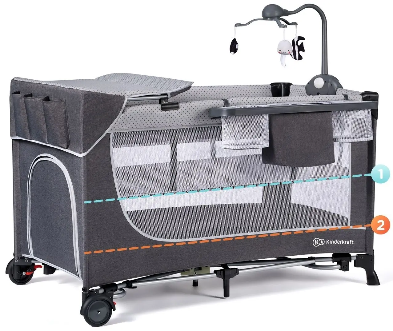 Manej-patuc cu accesorii Kinderkraft Leody (Grey)