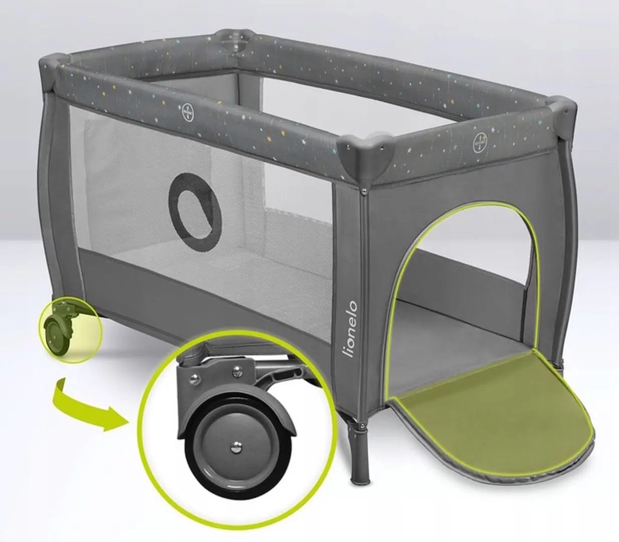 Manej-patuc 2in1 Lionelo Stefi Plus (Drak Grey/Multicolor Stars)