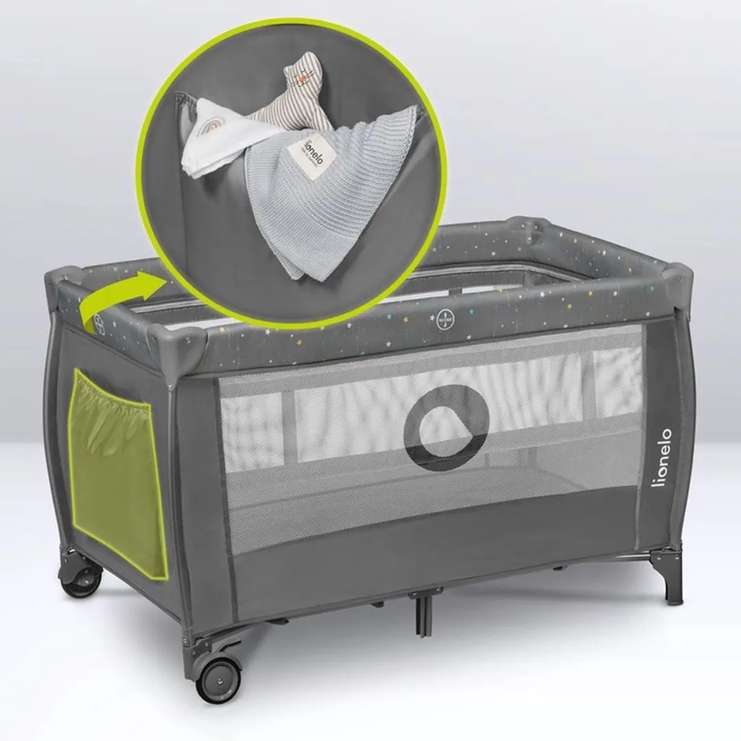 Manej-patuc 2in1 Lionelo Stefi Plus (Drak Grey/Multicolor Stars)