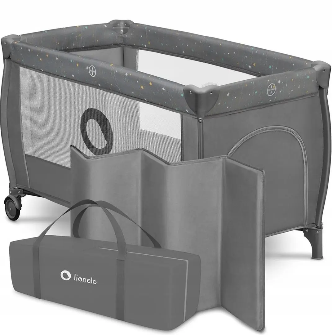 Manej-patuc 2in1 Lionelo Stefi Plus (Drak Grey/Multicolor Stars)