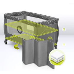 Манеж-кровать 2в1 Lionelo Stefi Plus (Grey/White) Thumb