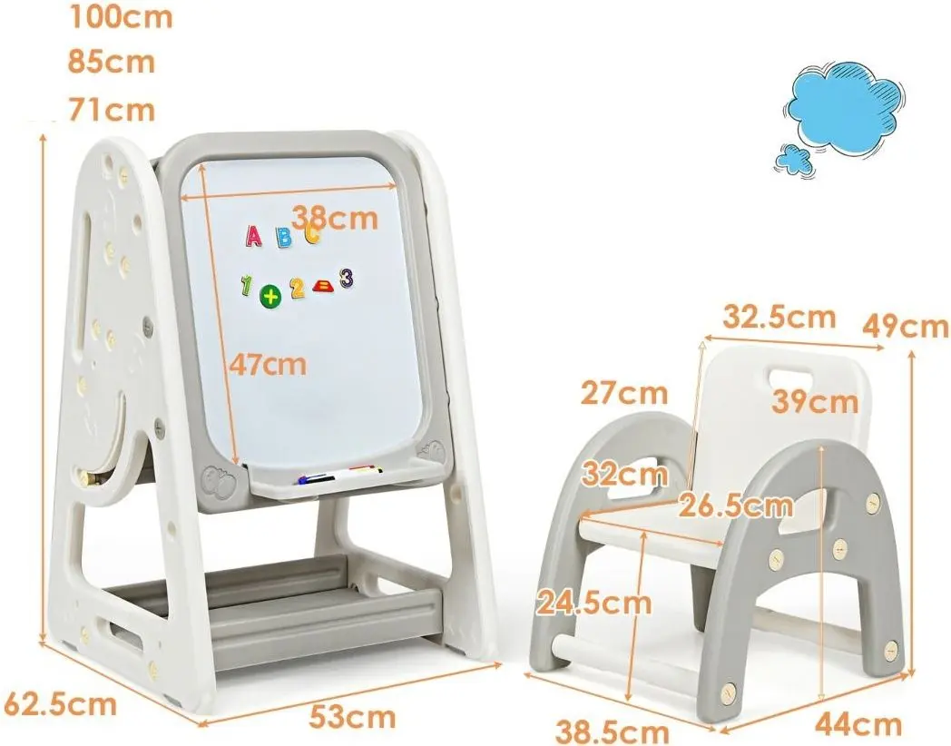 Доска для рисования 2в1 Costway BB5639HS (Gray) - 5