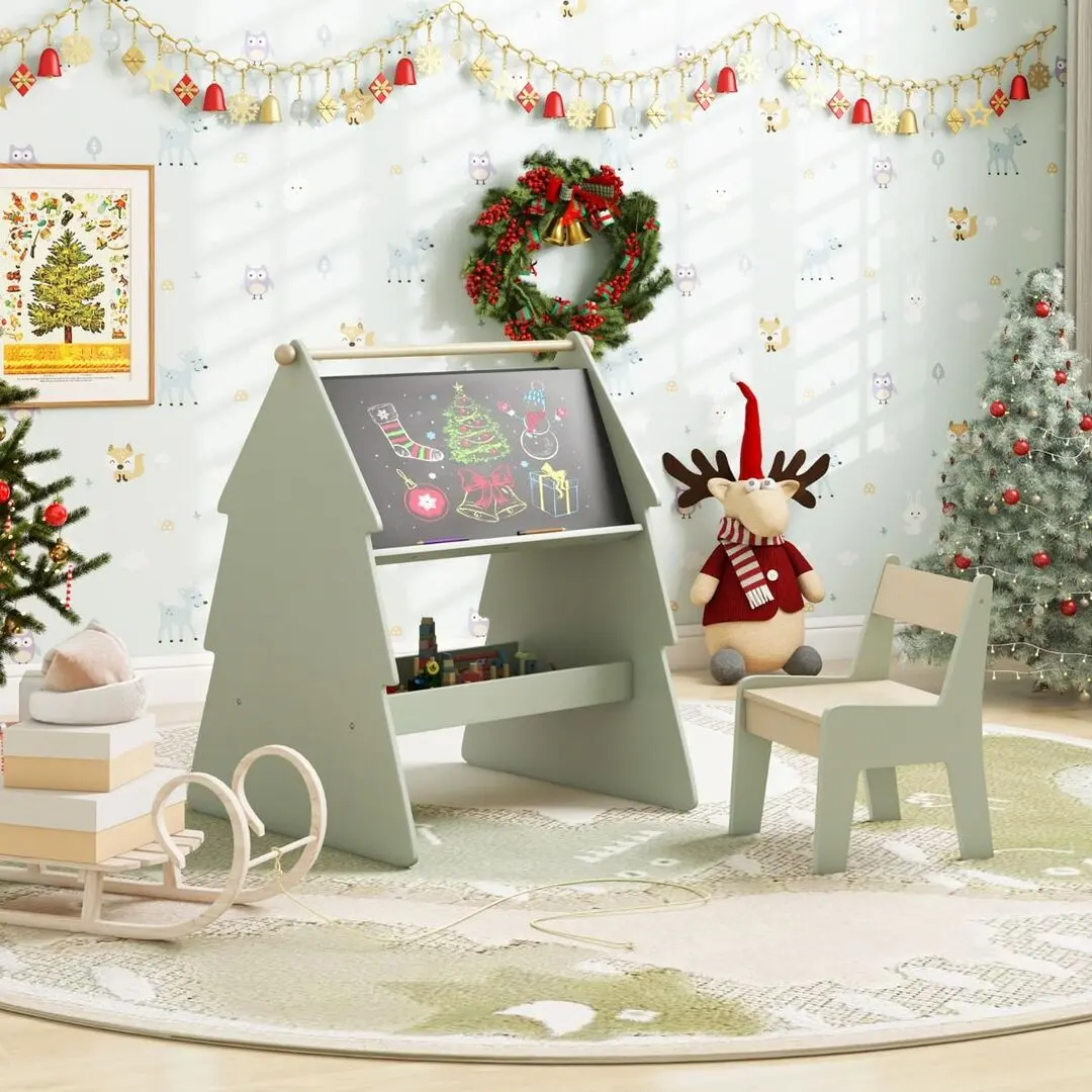 Tabla de desen 2in1 + scaun Costway HY10279GN (Green)