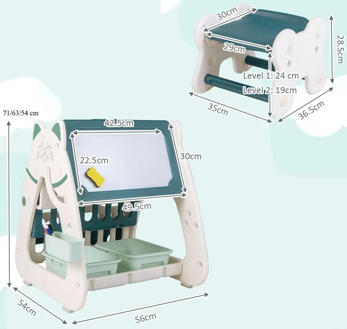 Доска для рисования 3в1 Costway TP10058GN (White/Green) - 2