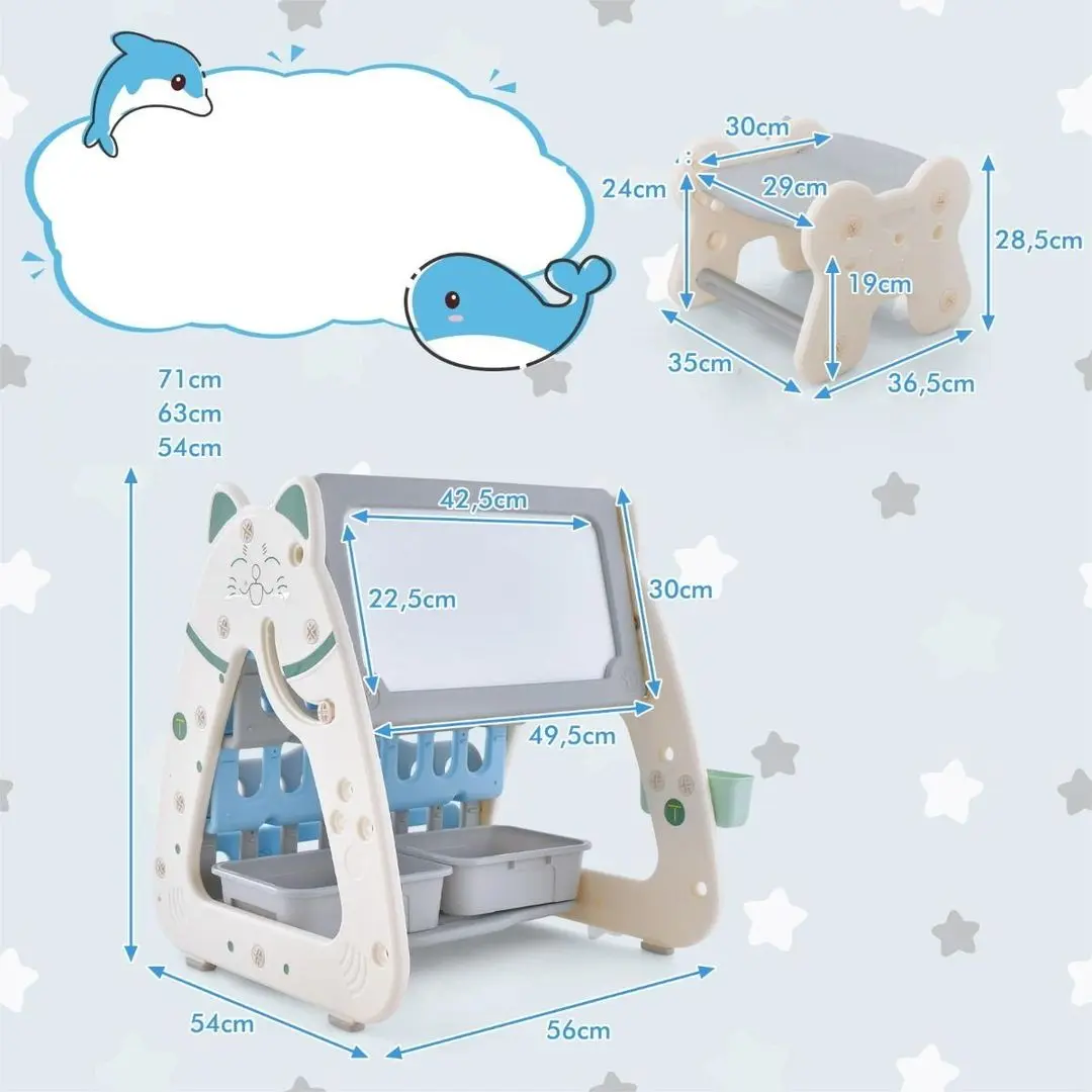 Доска для рисования 3в1 Costway TP10058NY (White/Grey) - 3