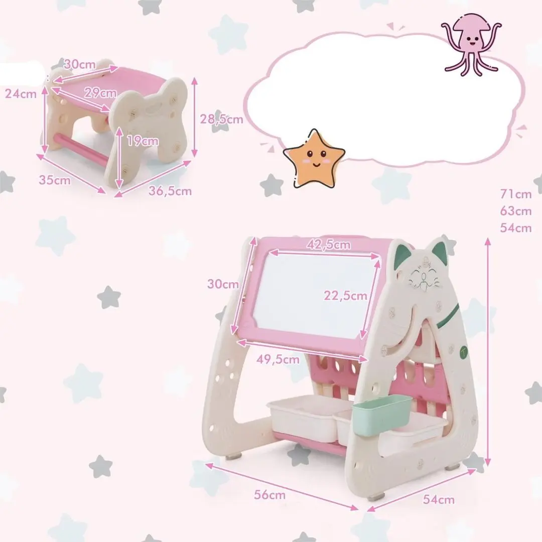 Tabla pentru desen 3in1 Costway TP10058PI (White/Pink) - 3