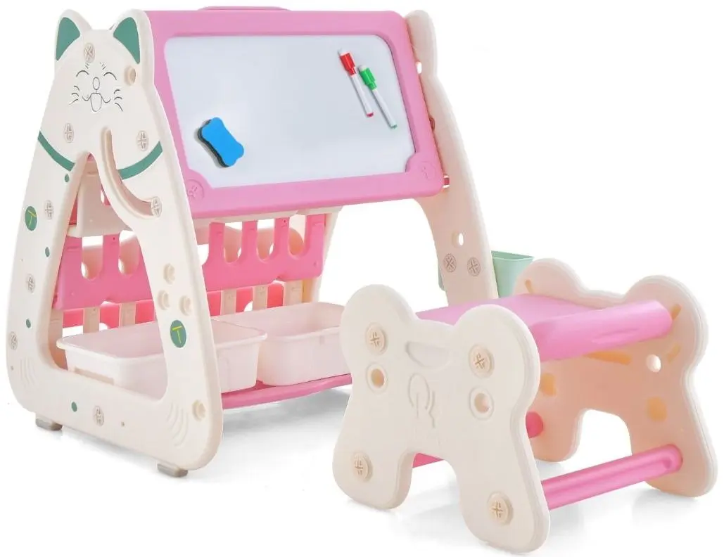 Tabla pentru desen 3in1 Costway TP10058PI (White/Pink)