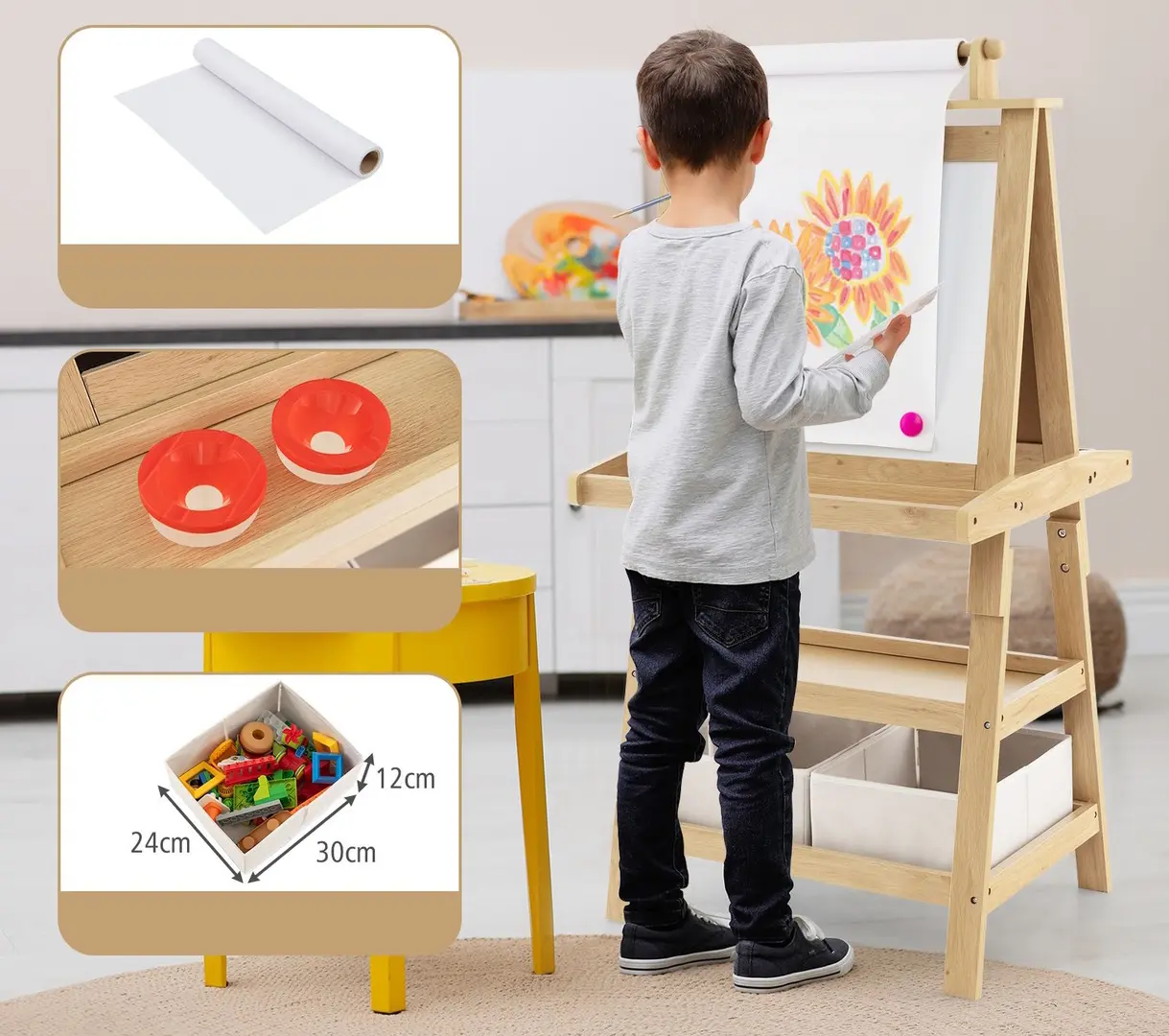 Доска для рисования 3в1 Costway TY327442NA (Natural)