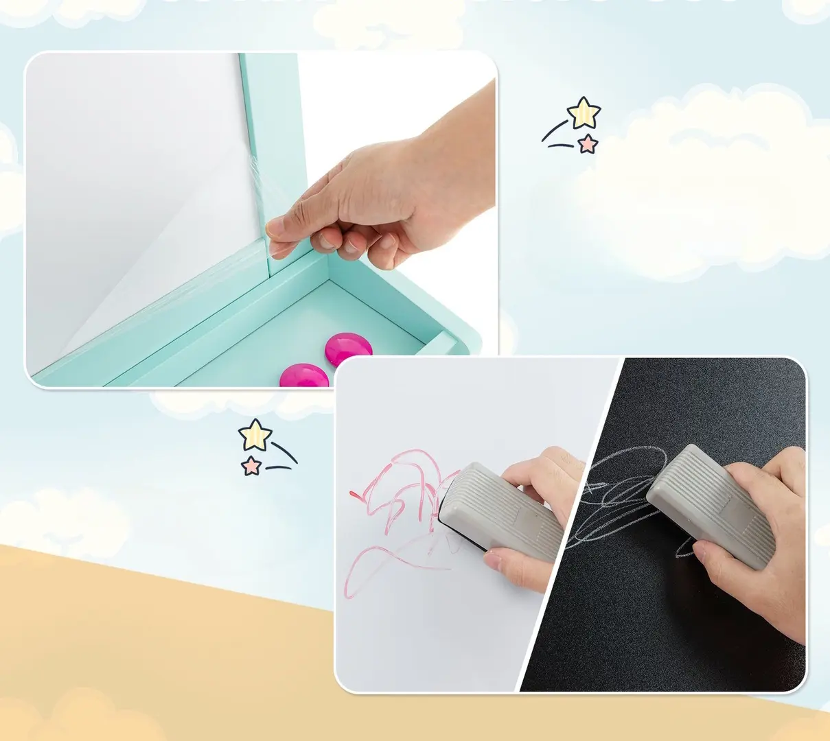 Tabla de desen 3in1 Costway TY327442YW (Yellow/Blue)